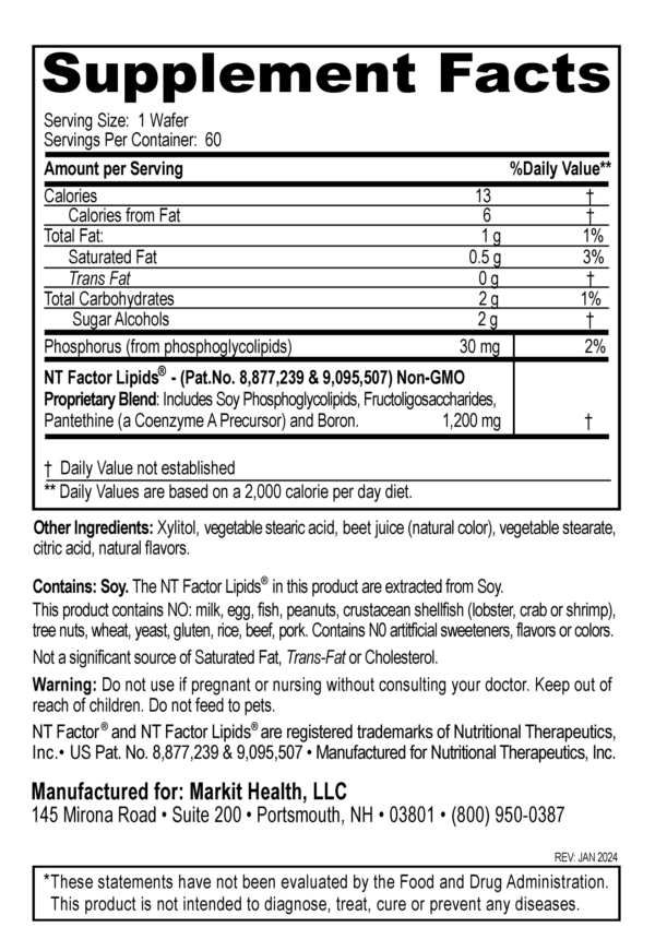 Vibrant & Clear Phospholipid Wafer Supplement Facts